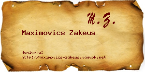 Maximovics Zakeus névjegykártya